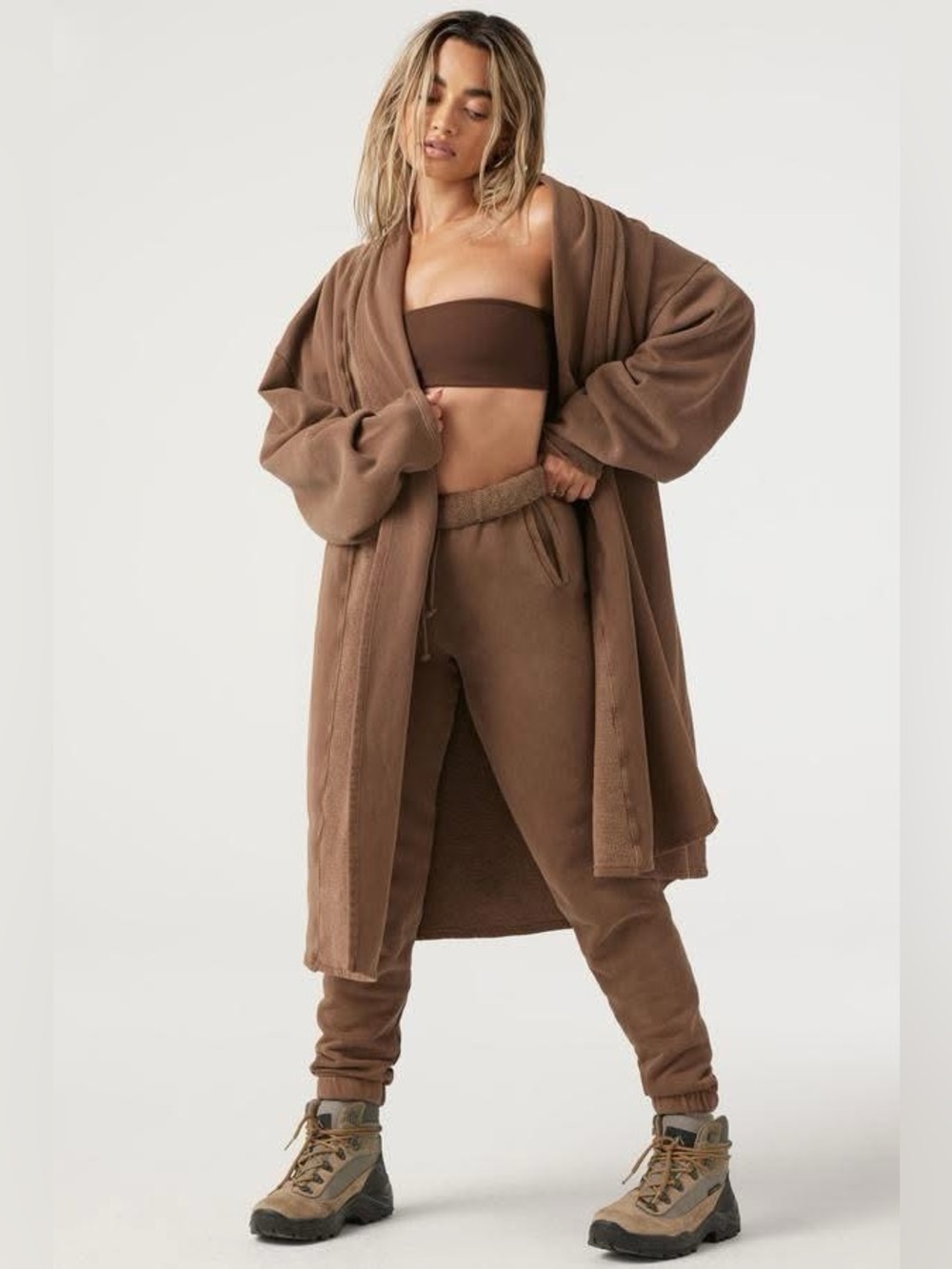 Joah Brown Oversized French Terry Cardigan Cocoa ONE SIZE/OS - Picture 3 of 10